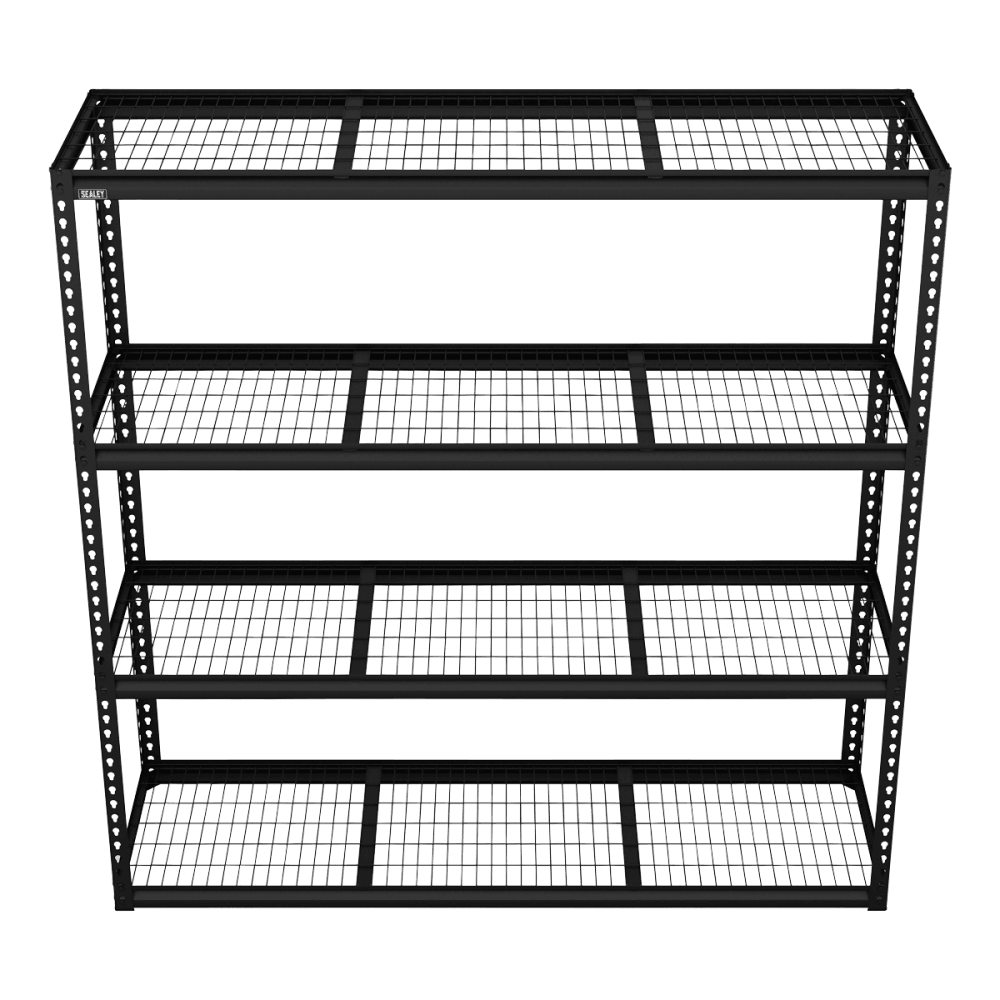 Heavy-Duty Modular Racking Unit with 4 Mesh Shelves 300kg Capacity Per Level 1830mm Model No- APMR1