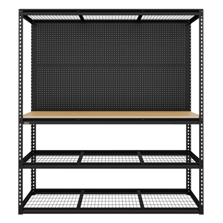 Heavy-Duty Modular Workbench with Racking & Pegboard 1820mm 300kg Capacity Per Level Model No- APMWB1
