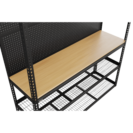 Heavy-Duty Modular Workbench with Racking & Pegboard 1820mm 300kg Capacity Per Level Model No- APMWB1