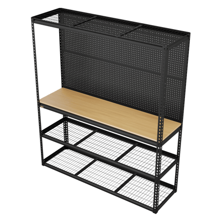 Heavy-Duty Modular Workbench with Racking & Pegboard 1820mm 300kg Capacity Per Level Model No- APMWB1
