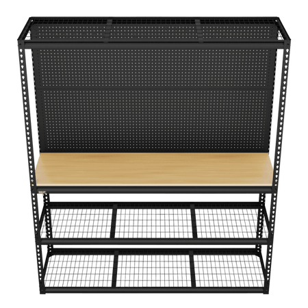 Heavy-Duty Modular Workbench with Racking & Pegboard 1820mm 300kg Capacity Per Level Model No- APMWB1