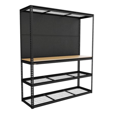 Heavy-Duty Modular Workbench with Racking & Pegboard 1820mm 300kg Capacity Per Level Model No- APMWB1