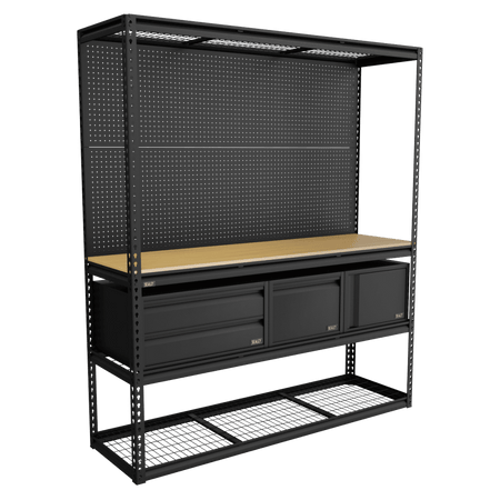 Heavy-Duty Modular Workbench & Racking Kit with 3 Storage Units Model No- APMWBCOMBO1