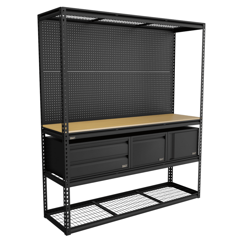 Heavy-Duty Modular Workbench & Racking Kit with 3 Storage Units Model No- APMWBCOMBO1