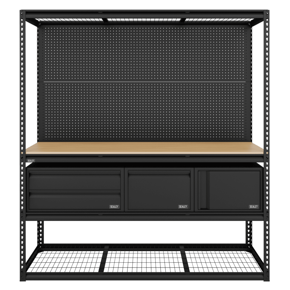 Heavy-Duty Modular Workbench & Racking Kit with 3 Storage Units Model No- APMWBCOMBO1
