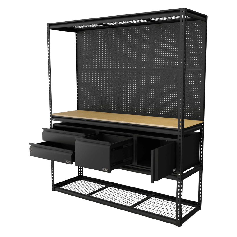 Heavy-Duty Modular Workbench & Racking Kit with 3 Storage Units Model No- APMWBCOMBO1