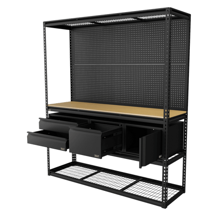 Heavy-Duty Modular Workbench & Racking Kit with 3 Storage Units Model No- APMWBCOMBO1