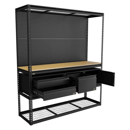 Heavy-Duty Modular Workbench & Racking Kit with 3 Storage Units Model No- APMWBCOMBO1