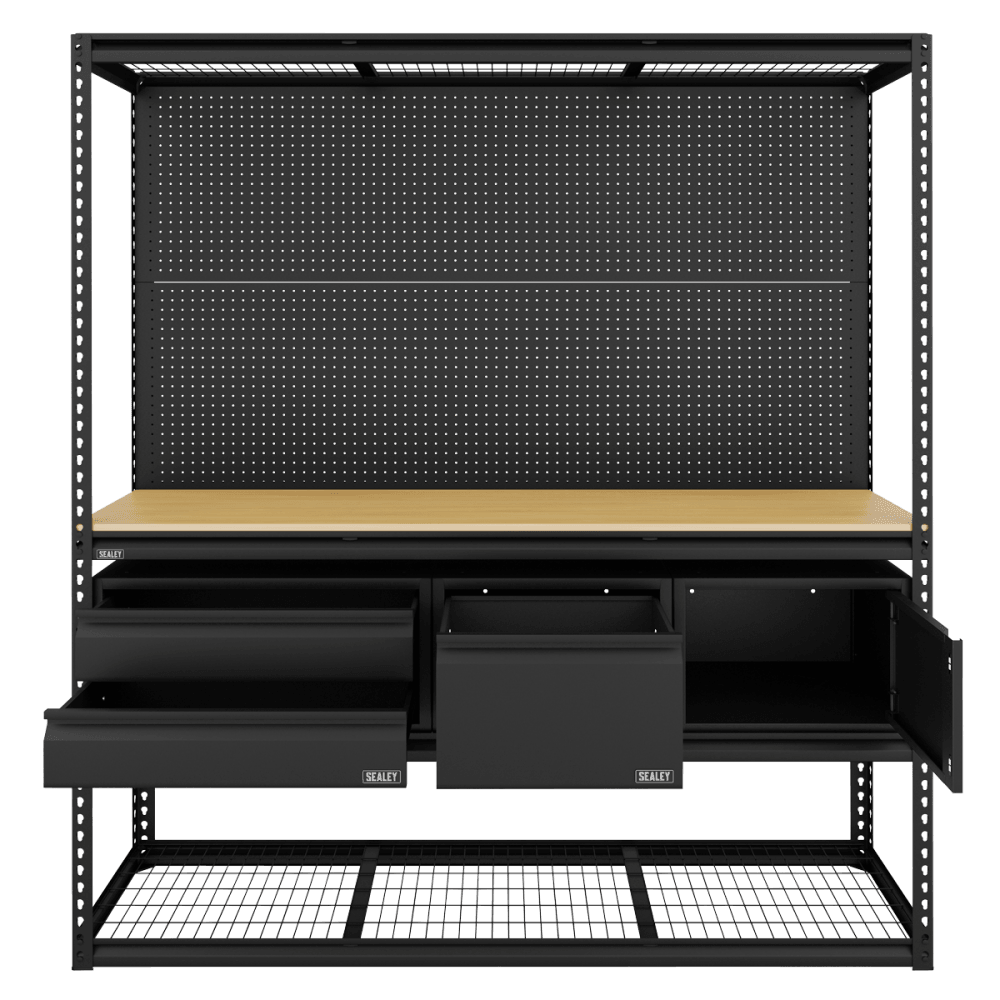 Heavy-Duty Modular Workbench & Racking Kit with 3 Storage Units Model No- APMWBCOMBO1