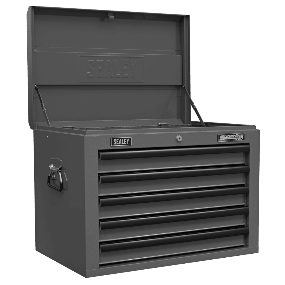Superline PRO® Topchest, Mid-Box Tool Chest & Rollcab Combination 14 Drawer - Grey : Model No- APSTACKTGR