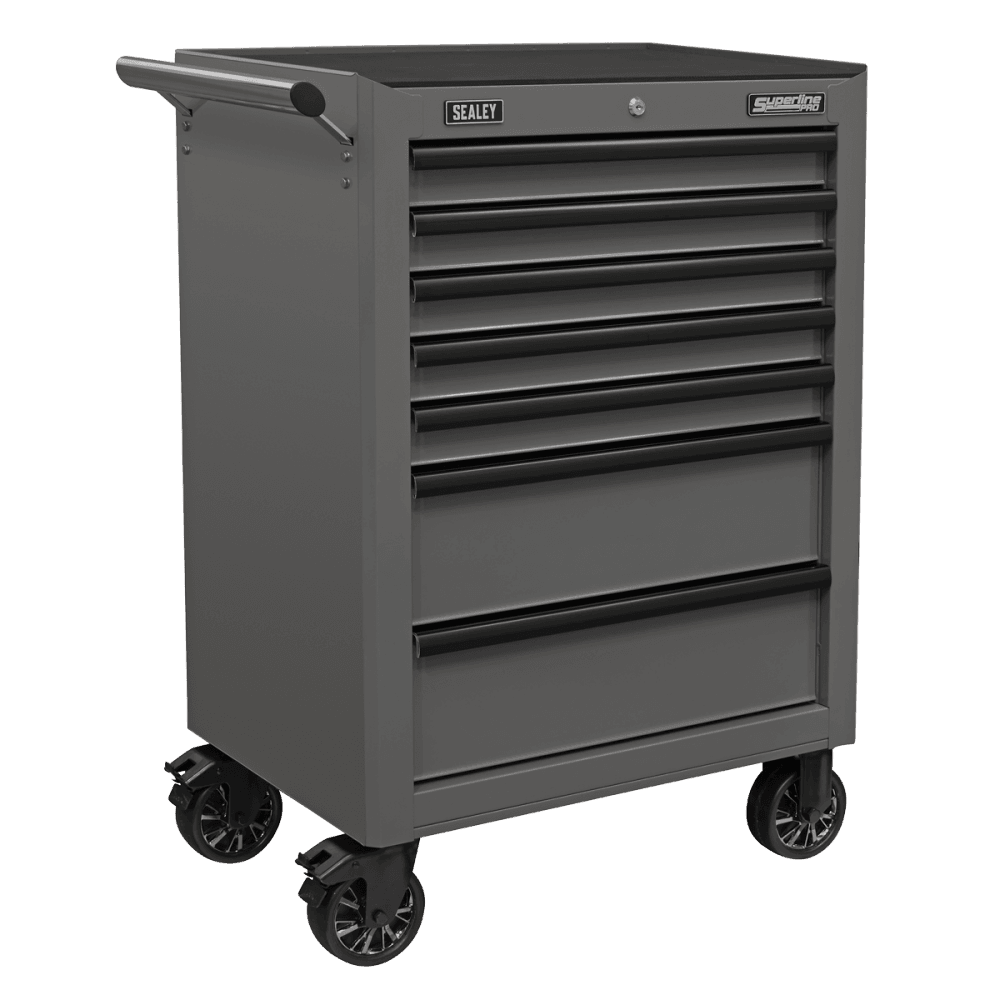 Superline PRO® Topchest, Mid-Box Tool Chest & Rollcab Combination 14 Drawer - Grey : Model No- APSTACKTGR