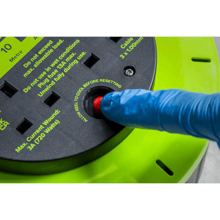 10m Cassette Type Cable Reel with Thermal Trip 2 x 230V & 2 x USB - Hi-Vis Green Model No- BCR10G