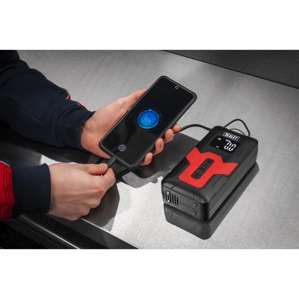 Rechargeable Tyre Inflator & Power Bank with Worklight 12V : Model No- CTI140