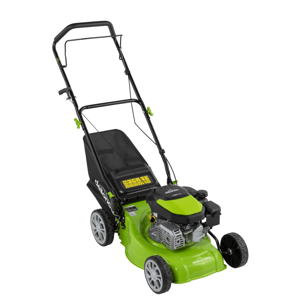 Dellonda Hand-Propelled Petrol Lawnmower Grass Cutter, 127cc 16"/41cm 4-Stroke Model No- DG100