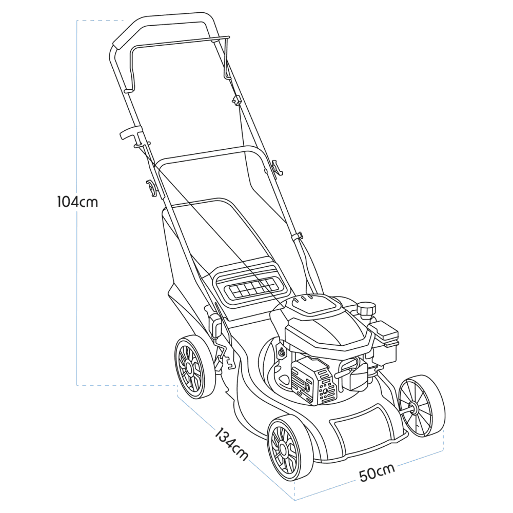 Dellonda Hand-Propelled Petrol Lawnmower Grass Cutter, 127cc 16"/41cm 4-Stroke Model No- DG100