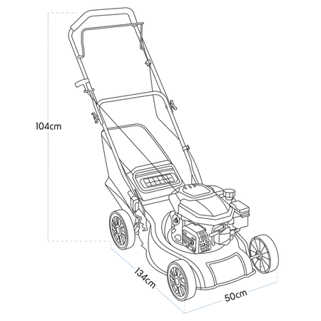 Dellonda Hand-Propelled Petrol Lawnmower Grass Cutter, 127cc 16"/41cm 4-Stroke Model No- DG100