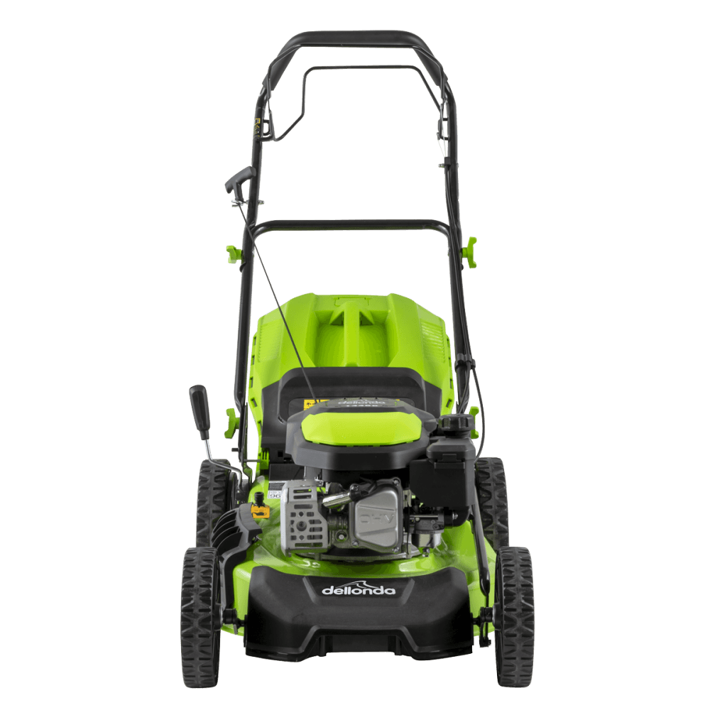 Dellonda Self-Propelled Petrol Lawnmower Grass Cutter with Height Adjustment & Grass Bag 144cc 18"/46cm 4-Stroke Engine Model No- DG101