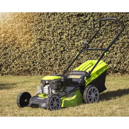 Dellonda Self-Propelled Petrol Lawnmower Grass Cutter with Height Adjustment & Grass Bag 144cc 18"/46cm 4-Stroke Engine Model No- DG101