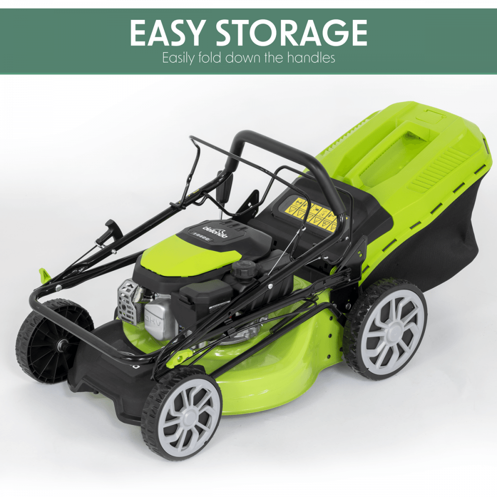 Dellonda Self-Propelled Petrol Lawnmower Grass Cutter with Height Adjustment & Grass Bag 144cc 18"/46cm 4-Stroke Engine Model No- DG101