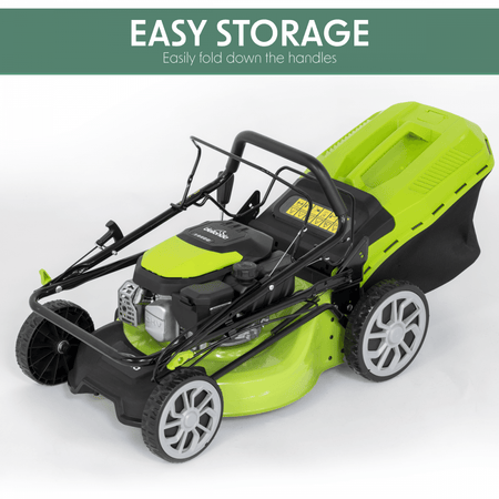 Dellonda Self-Propelled Petrol Lawnmower Grass Cutter with Height Adjustment & Grass Bag 144cc 18"/46cm 4-Stroke Engine Model No- DG101