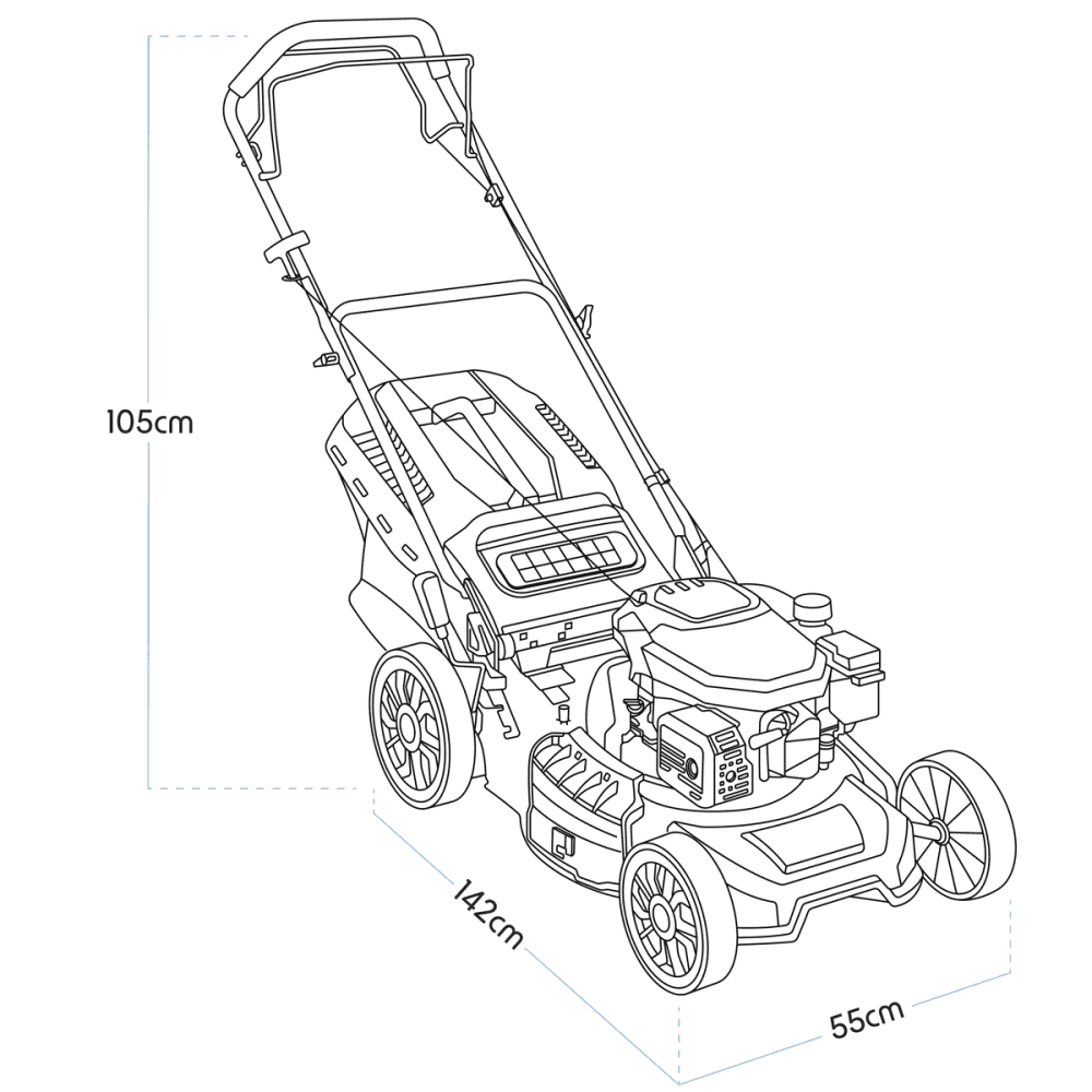 Dellonda Self-Propelled Petrol Lawnmower Grass Cutter with Height Adjustment & Grass Bag 144cc 18"/46cm 4-Stroke Engine Model No- DG101