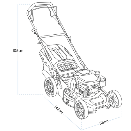 Dellonda Self-Propelled Petrol Lawnmower Grass Cutter with Height Adjustment & Grass Bag 144cc 18"/46cm 4-Stroke Engine Model No- DG101