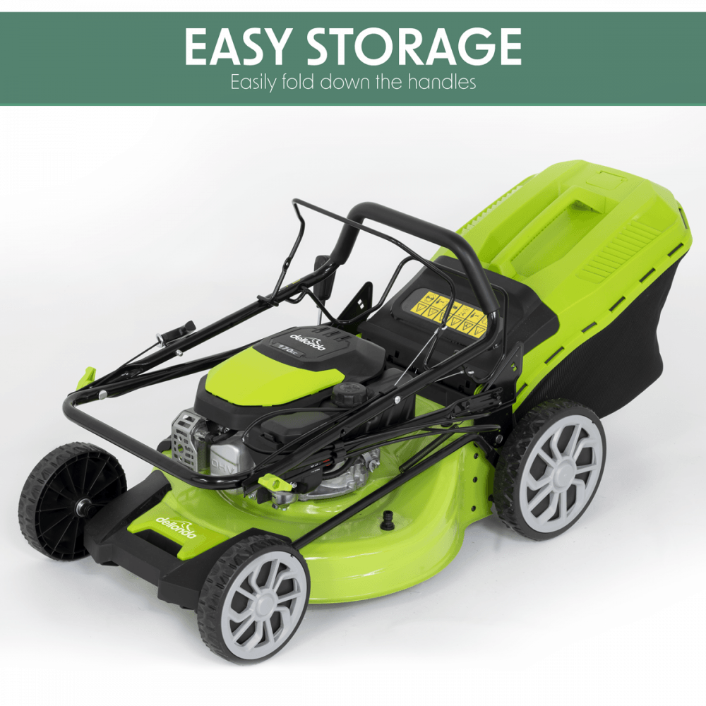 Dellonda Self-Propelled Petrol Lawnmower Grass Cutter with Height Adjustment & Grass Bag 170cc 20"/51cm 4-Stroke Engine Model No- DG102