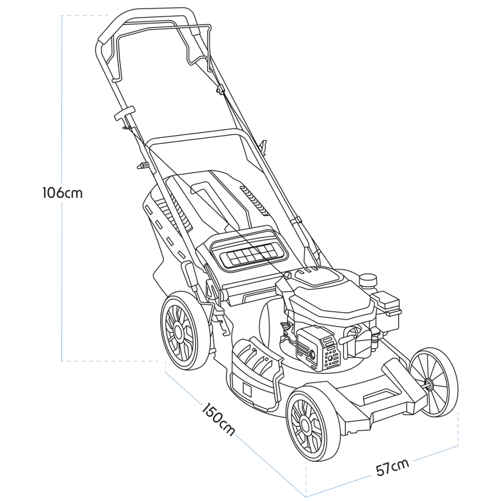 Dellonda Self-Propelled Petrol Lawnmower Grass Cutter with Height Adjustment & Grass Bag 170cc 20"/51cm 4-Stroke Engine Model No- DG102