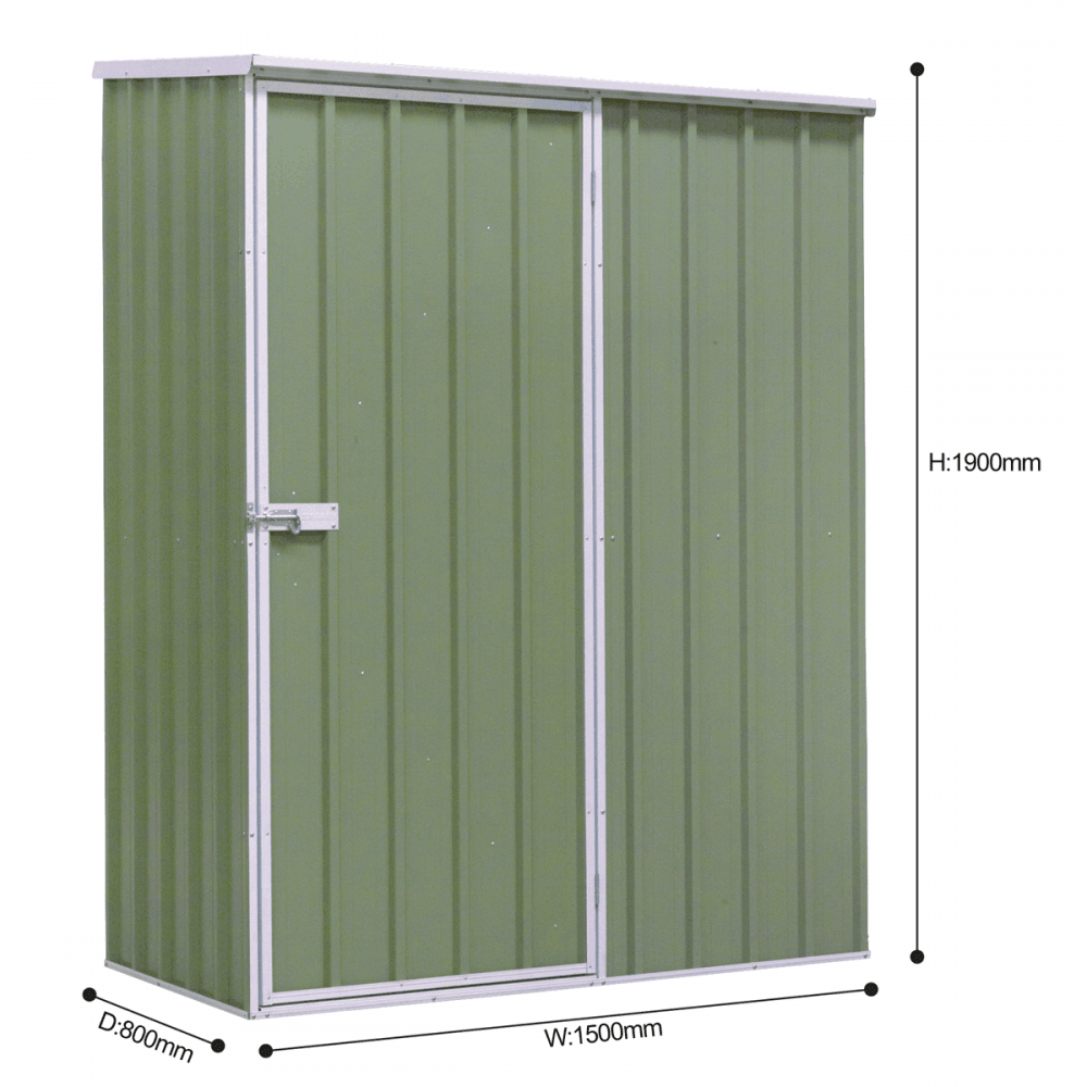Dellonda Galvanized Steel Storage Shed with Pent Style Roof 150 x 80 x 190cm - Green Model No- DG113