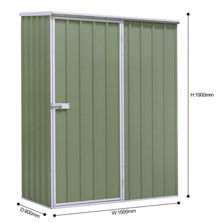 Dellonda Galvanized Steel Storage Shed with Pent Style Roof 150 x 80 x 190cm - Green Model No- DG113