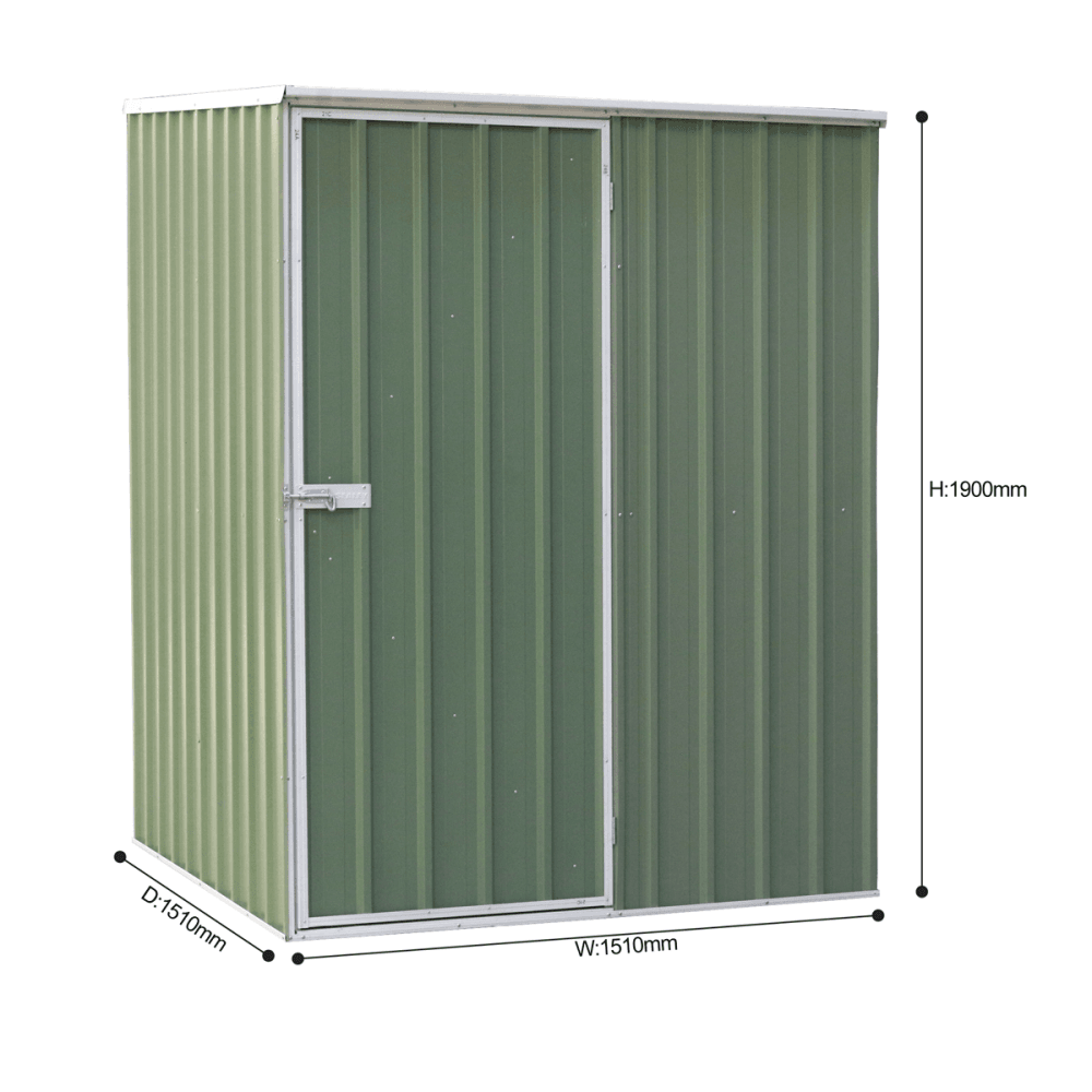 Dellonda Galvanized Steel Storage Shed with Pent Style Roof 151 x 151 x 200cm - Green Model No- DG114
