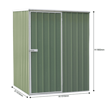 Dellonda Galvanized Steel Storage Shed with Pent Style Roof 151 x 151 x 200cm - Green Model No- DG114