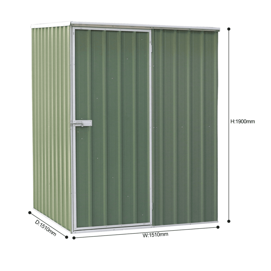 Dellonda Galvanized Steel Storage Shed with Pent Style Roof 151 x 151 x 200cm - Green Model No- DG114