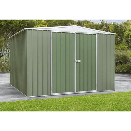 Dellonda Galvanized Steel Storage Shed with Apex Style Roof 300 x 300 x 220cm - Green Model No- DG116