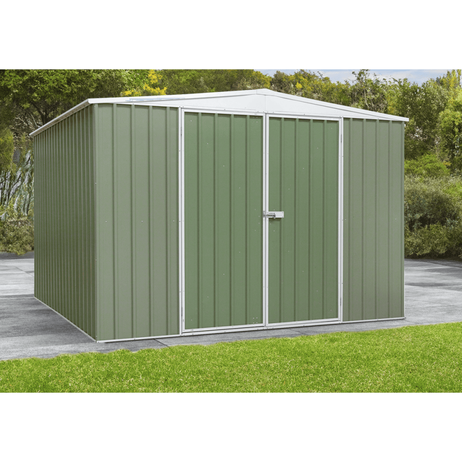 Dellonda Galvanized Steel Storage Shed with Apex Style Roof 300 x 300 x 220cm - Green Model No- DG116