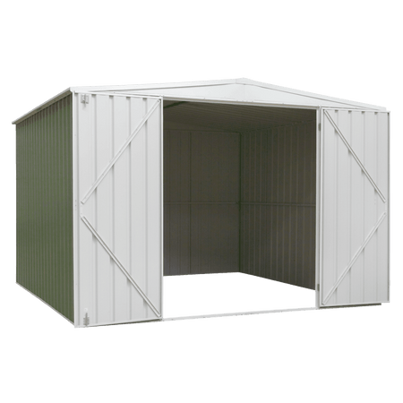 Dellonda Galvanized Steel Storage Shed with Apex Style Roof 300 x 300 x 220cm - Green Model No- DG116
