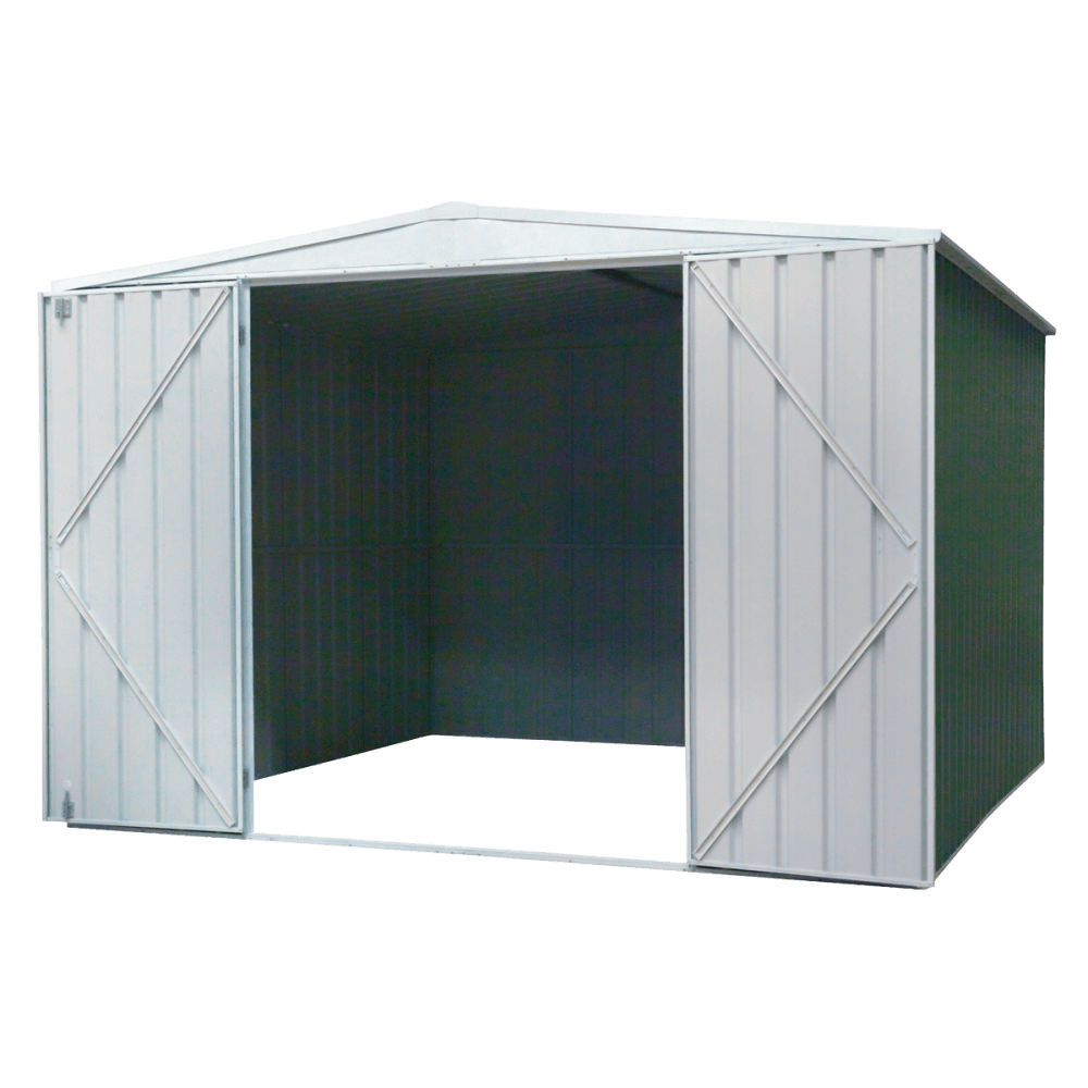 Dellonda Galvanized Steel Storage Shed with Apex Style Roof 300 x 300 x 220cm - Green Model No- DG116