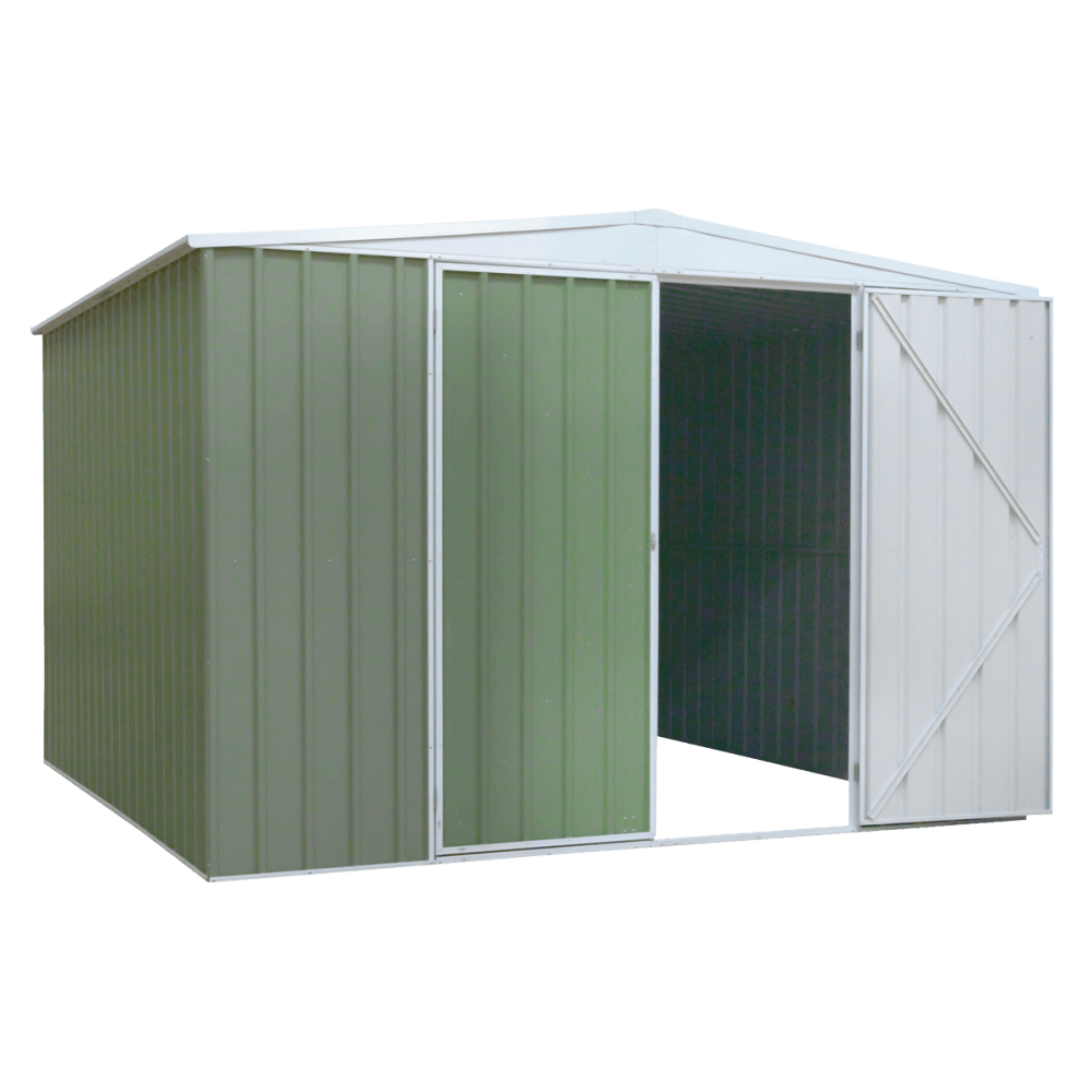 Dellonda Galvanized Steel Storage Shed with Apex Style Roof 300 x 300 x 220cm - Green Model No- DG116
