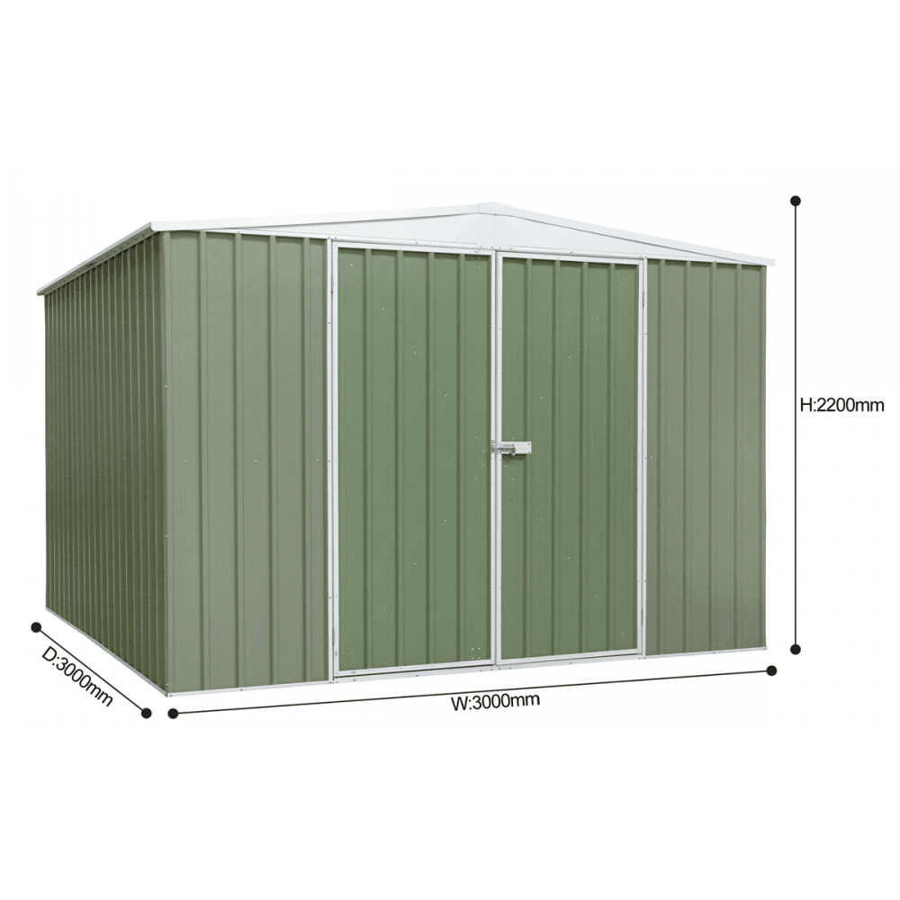 Dellonda Galvanized Steel Storage Shed with Apex Style Roof 300 x 300 x 220cm - Green Model No- DG116