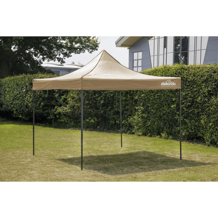 Dellonda Premium 2x2m Pop-Up Gazebo, Heavy Duty, PVC Coated, Water Resistant Fabric, Supplied with Carry Bag, Rope, Stakes & Weight Bags - Beige Canopy Model No- DG126