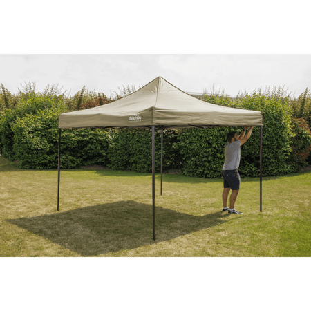 Dellonda Premium 2x2m Pop-Up Gazebo, Heavy Duty, PVC Coated, Water Resistant Fabric, Supplied with Carry Bag, Rope, Stakes & Weight Bags - Beige Canopy Model No- DG126