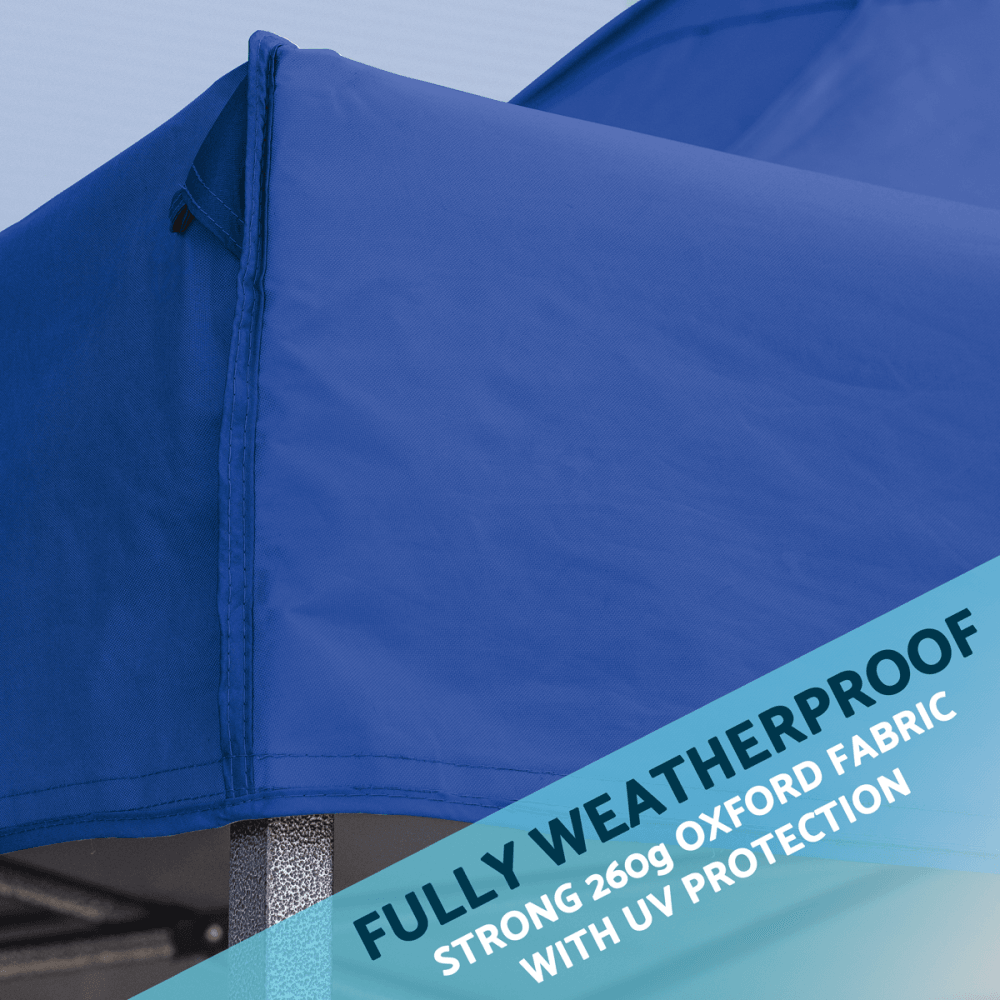 Dellonda Premium 2x2m Pop-Up Gazebo, Heavy Duty, PVC Coated, Water Resistant Fabric, Supplied with Carry Bag, Rope, Stakes & Weight Bags - Blue Canopy Model No- DG127