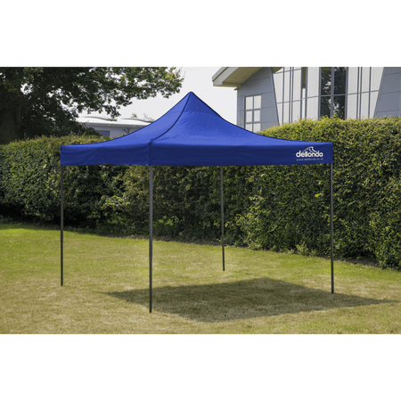 Dellonda Premium 2x2m Pop-Up Gazebo, Heavy Duty, PVC Coated, Water Resistant Fabric, Supplied with Carry Bag, Rope, Stakes & Weight Bags - Blue Canopy Model No- DG127