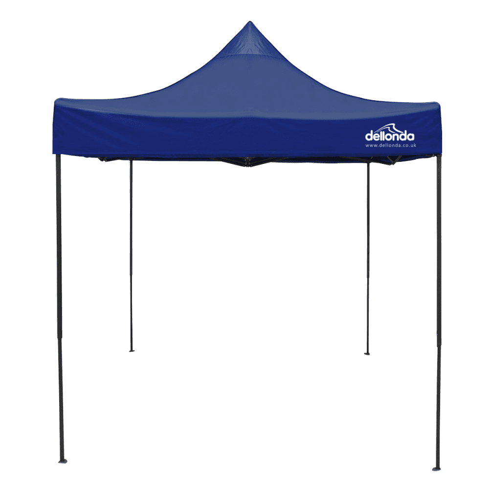 Dellonda Premium 2x2m Pop-Up Gazebo, Heavy Duty, PVC Coated, Water Resistant Fabric, Supplied with Carry Bag, Rope, Stakes & Weight Bags - Blue Canopy Model No- DG127