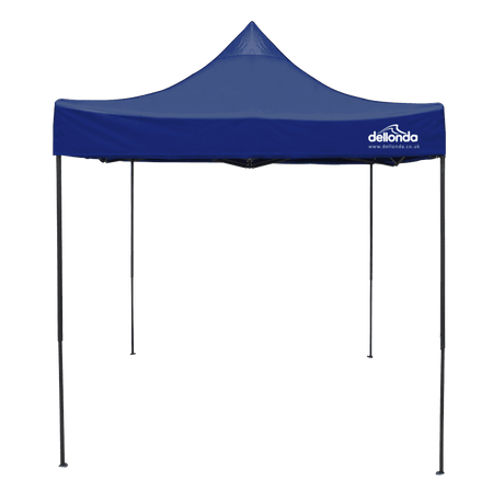 Dellonda Premium 2x2m Pop-Up Gazebo, Heavy Duty, PVC Coated, Water Resistant Fabric, Supplied with Carry Bag, Rope, Stakes & Weight Bags - Blue Canopy Model No- DG127