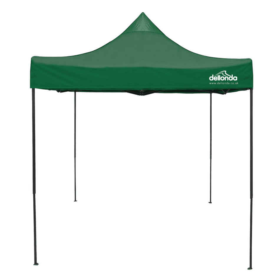 Dellonda Premium 2x2m Pop-Up Gazebo, Heavy Duty, PVC Coated, Water Resistant Fabric, Supplied with Carry Bag, Rope, Stakes & Weight Bags - Dark Green Canopy Model No- DG128