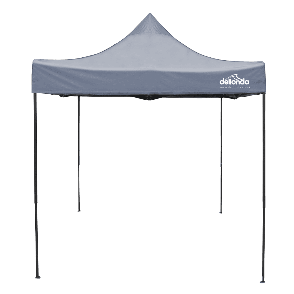 Dellonda Premium 2 x 2m Pop-Up Gazebo, Heavy Duty, PVC Coated, Water-Resistant Fabric, Supplied with Carry Bag, Rope, Stakes & Weight Bags - Grey Canopy : Model No- DG129