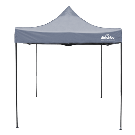 Dellonda Premium 2 x 2m Pop-Up Gazebo, Heavy Duty, PVC Coated, Water-Resistant Fabric, Supplied with Carry Bag, Rope, Stakes & Weight Bags - Grey Canopy : Model No- DG129