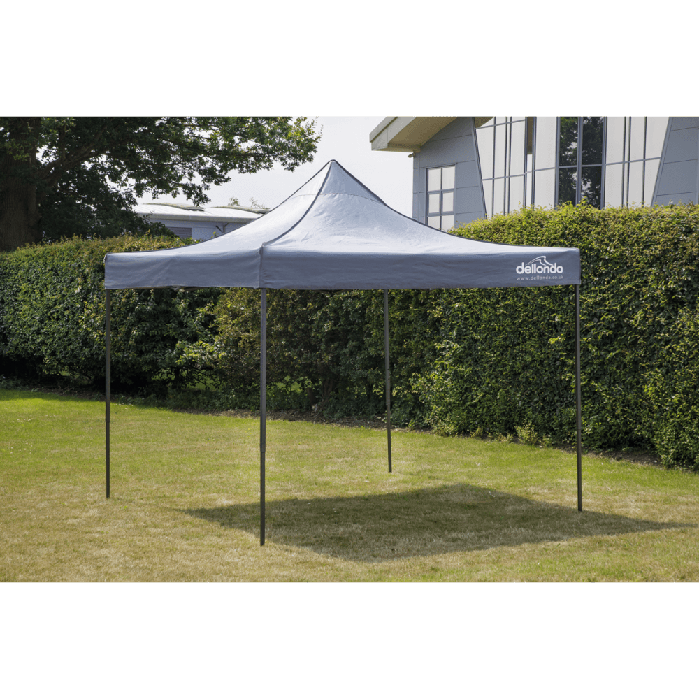 Dellonda Premium 2 x 2m Pop-Up Gazebo, Heavy Duty, PVC Coated, Water-Resistant Fabric, Supplied with Carry Bag, Rope, Stakes & Weight Bags - Grey Canopy : Model No- DG129