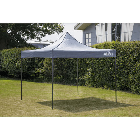 Dellonda Premium 2 x 2m Pop-Up Gazebo, Heavy Duty, PVC Coated, Water-Resistant Fabric, Supplied with Carry Bag, Rope, Stakes & Weight Bags - Grey Canopy : Model No- DG129